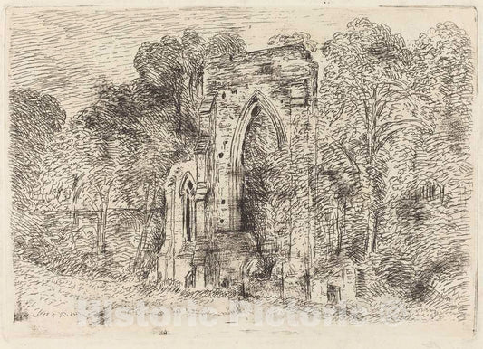 Art Print : John Constable, The Ruins of Netley Abbey, c. 1826 - Vintage Wall Art