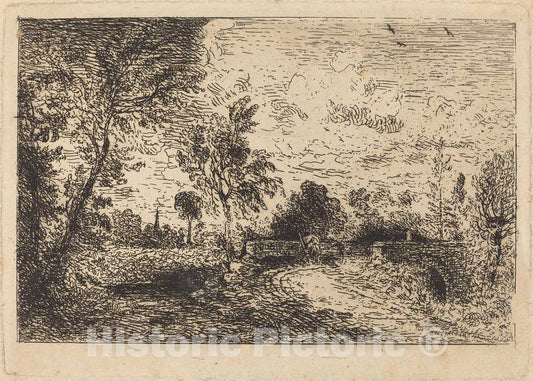 Art Print : John Constable, Milford Bridge, c. 1826 - Vintage Wall Art