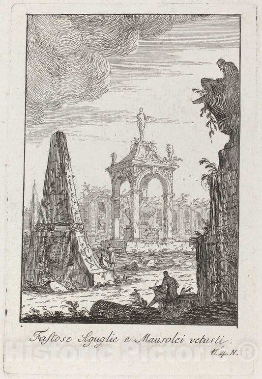 Art Print : Giovanni Francesco Costa, Fastose Aguglie e Mausolei vetusti, c.1769 - Vintage Wall Art