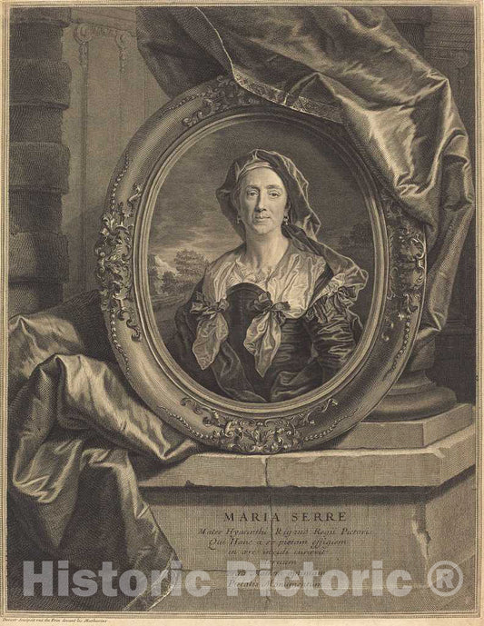Art Print : Drevet After Hyacinthe Rigaud, Maria Serre, Mater Hyacinth Rigaud, 1703 - Vintage Wall Art