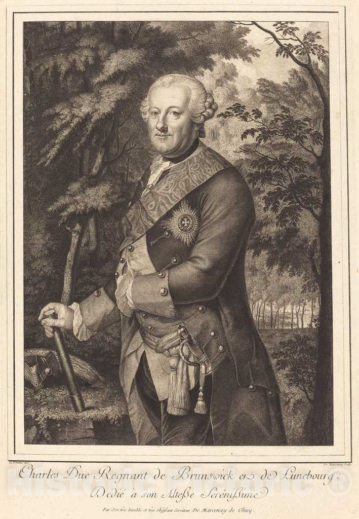 Art Print : Ghuy After Lafontaine, Charles Duc Regnant de Brunswick - Vintage Wall Art