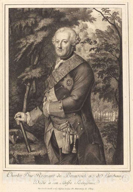 Art Print : Ghuy After Lafontaine, Charles Duc Regnant de Brunswick - Vintage Wall Art
