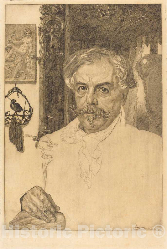 Art Print : FÃ©lix Bracquemond, Edmond de Goncourt, 1882 - Vintage Wall Art