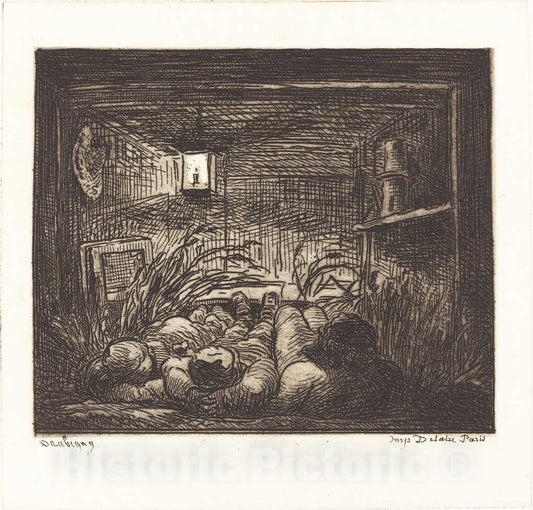 Art Print : Charles-FranÃ§ois Daubigny, Asleep Aboard The Bottin (Coucher a Bord du Bottin), 1862 - Vintage Wall Art