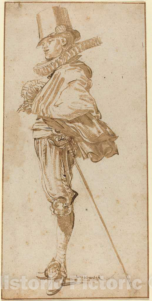 Art Print : Willem Buytewech, Standing Cavalier Wearing a Sword, c. 1615 - Vintage Wall Art