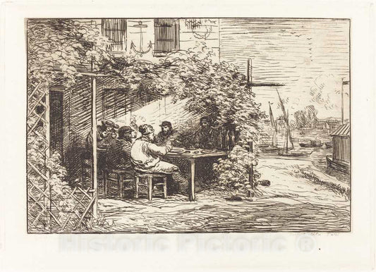 Art Print : Charles-FranÃ§ois Daubigny, Lunch on The Way to Asnieres (Le Dejeuner du Depart a Asnieres), 1862 - Vintage Wall Art