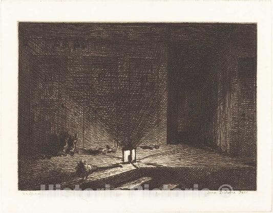 Art Print : Charles-FranÃ§ois Daubigny, Interior of an Inn (Interieur d'une Auberge), 1862 - Vintage Wall Art