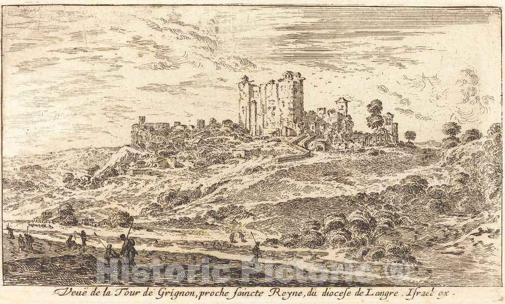Art Print : IsraÃ«l Silvestre, Veue de la Tour de Grignon, 1650 - Vintage Wall Art