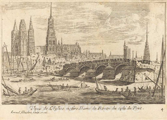 Art Print : IsraÃ«l Silvestre, Veue de l'Eglise nostre Dame de Rouen, 1664 - Vintage Wall Art