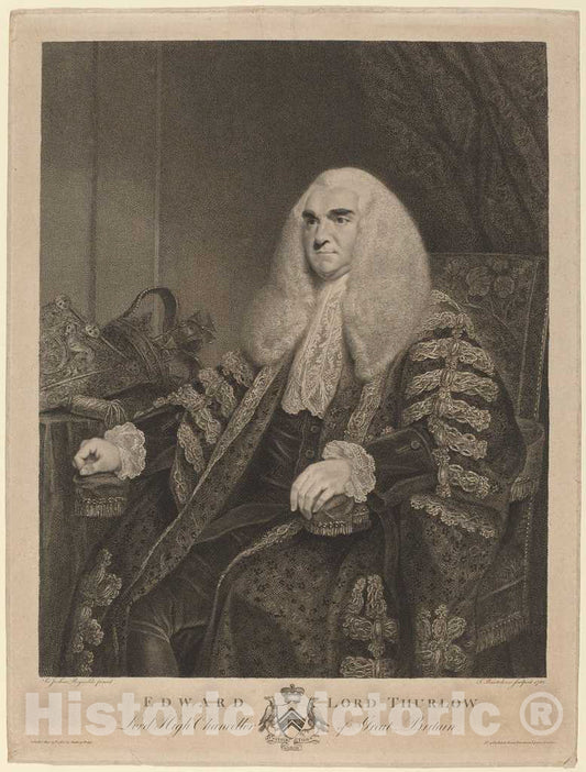 Art Print : Bartolozzi After Reynolds, Edward, Lord Thurlow, 1782 - Vintage Wall Art