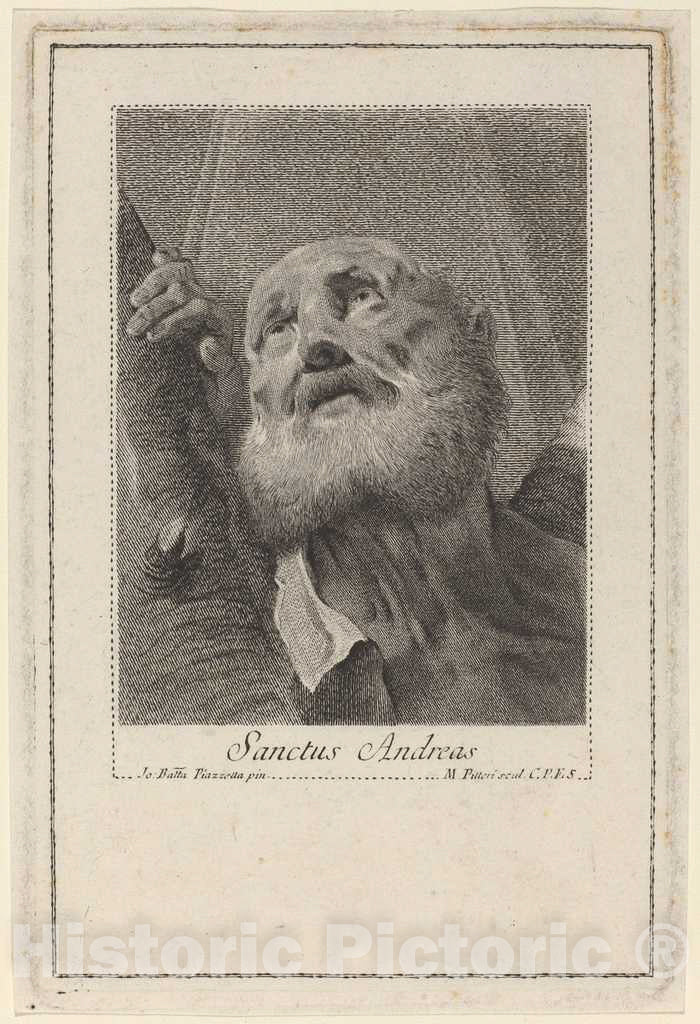 Art Print : Pitteri After Battista Piazzetta, Sanctus Andreas - Vintage Wall Art