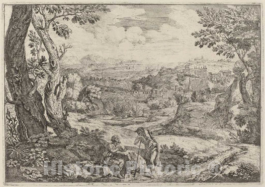 Art Print : Crescenzio Onofri, Two Men in Conversation, 1696 - Vintage Wall Art