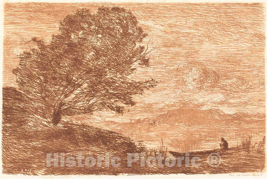 Art Print : Baptiste-Camille Corot, A Lake in The Tyrol (Un lac du Tyrol), 1863 - Vintage Wall Art