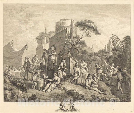 Art Print : Cochin I After Boucher, Village Fair, 1740 - Vintage Wall Art