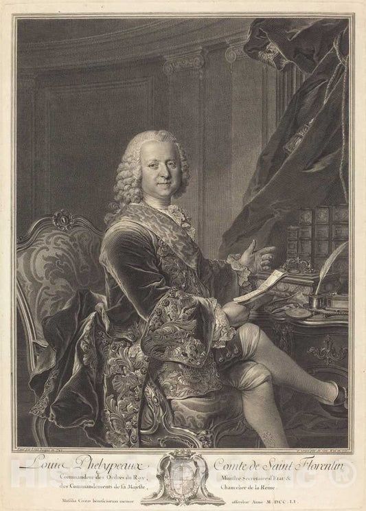Art Print : Wille afterTocquÃ©, Louis Phelypeaux, comte de Saint Florentin, 1761 - Vintage Wall Art