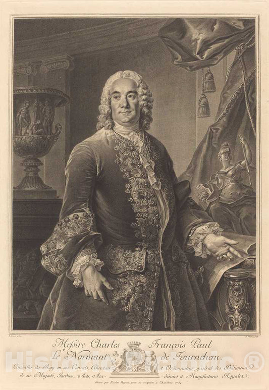 Art Print : Dupuis After Louis TocquÃ©, Charles Francois Paul Le Normant de Tournehem, 1754 - Vintage Wall Art