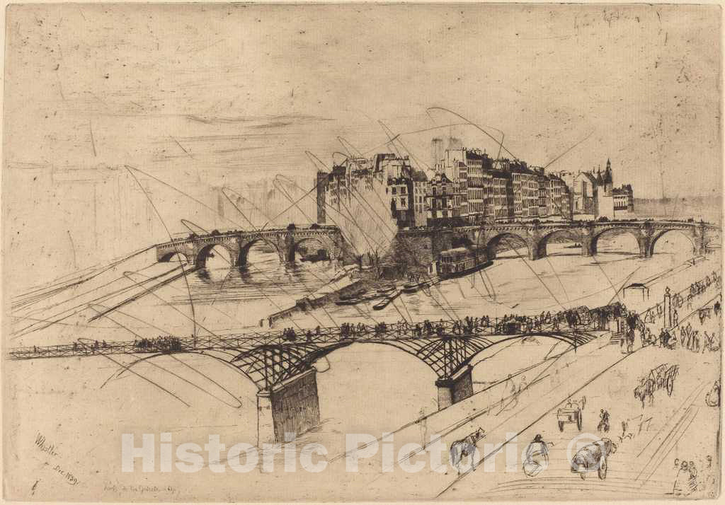 Art Print : James McNeill Whistler, Isle de la Cite, Paris, 1859 - Vintage Wall Art