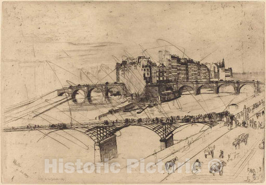 Art Print : James McNeill Whistler, Isle de la Cite, Paris, 1859 - Vintage Wall Art
