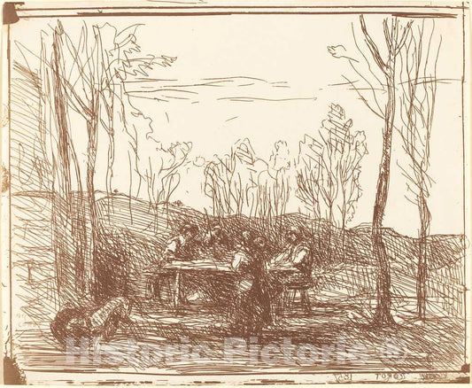 Art Print : Baptiste-Camille Corot, Luncheon in a Clearing (Un Dejeuner Dans la clairiere), 1857 - Vintage Wall Art