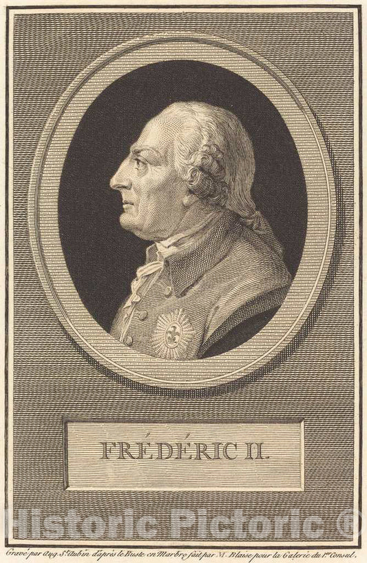 Art Print : Saint-Aubin After Blaise, Frederick II, 1803 - Vintage Wall Art