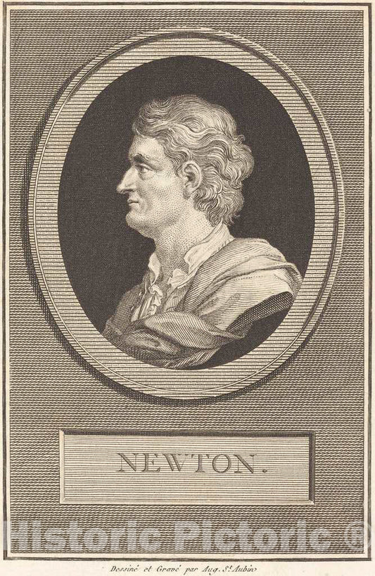 Art Print : Augustin de Saint-Aubin, Isaac Newton, 1801 - Vintage Wall Art
