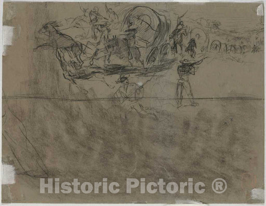 Art Print : Winslow Homer, Skirmish Involving a Wagon Train [Verso], 1864 - Vintage Wall Art