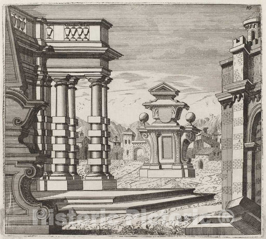 Art Print : Landi, Architectural Fantasy with Portals and Monuments, Before 1753 - Vintage Wall Art