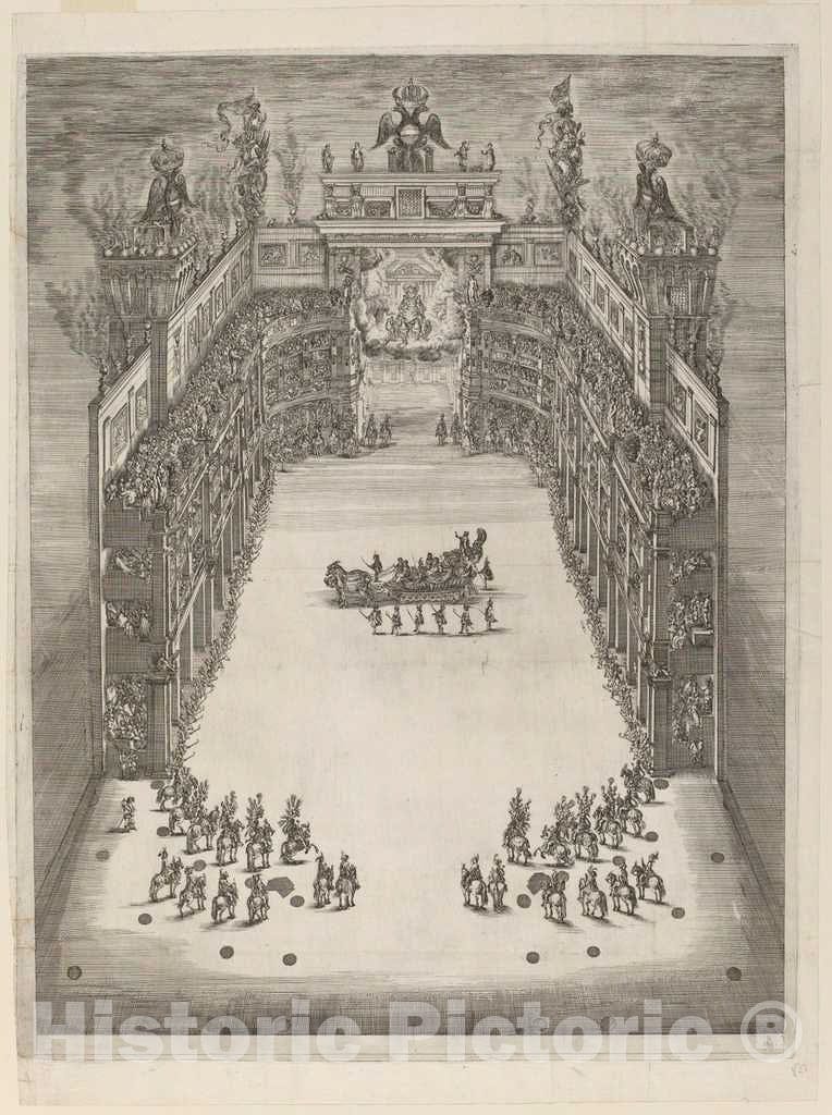 Art Print : Stefano Della Bella, Aerial View of Theatre, 1652 - Vintage Wall Art