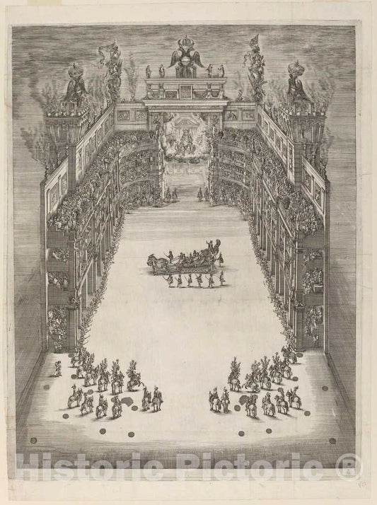 Art Print : Stefano Della Bella, Aerial View of Theatre, 1652 - Vintage Wall Art