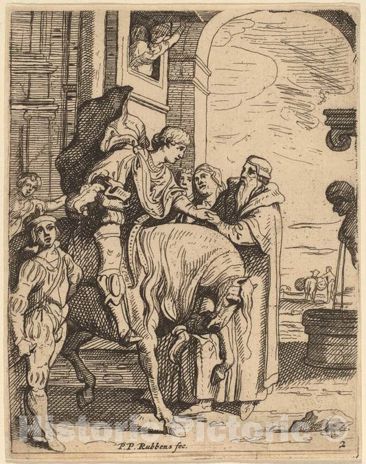 Art Print : Theodoor Van Thulden After Rubens, The Prodigal Son Bids Farewell to His Father - Vintage Wall Art