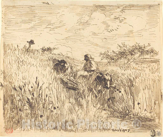 Art Print : Charles-FranÃ§ois Daubigny, Path Through a Wheat Field (Sentier Dans les bles), 1862 - Vintage Wall Art