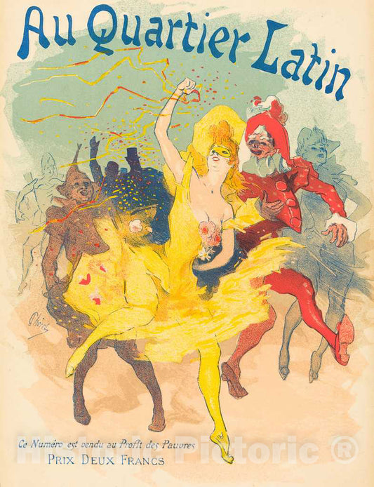 Art Print : Jules ChÃ©ret, Au Quartier Latin, 1894 - Vintage Wall Art