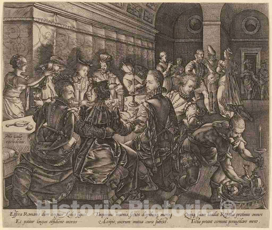 Art Print : Hendrik Goltzius, Banquet at The House of Tarquinius, c. 1578 - Vintage Wall Art