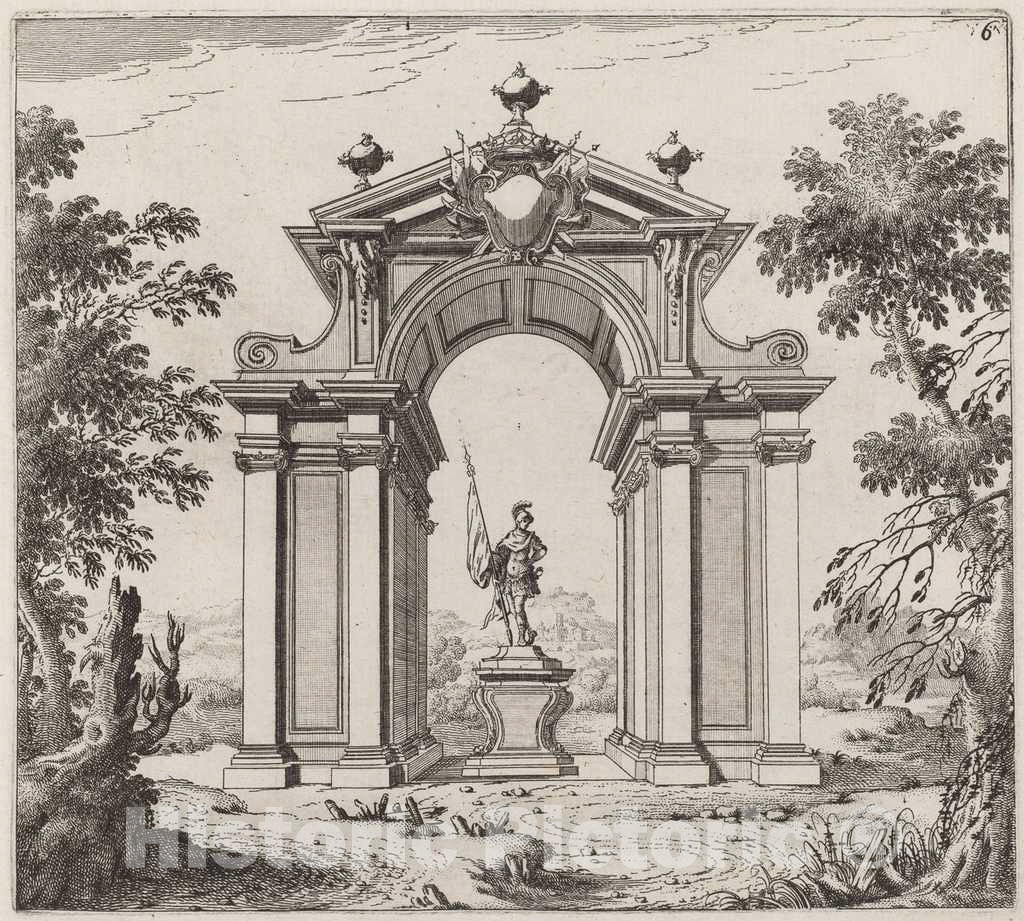 Art Print : Landi, Triumphal Arch in a Landscape, Before 1753 - Vintage Wall Art