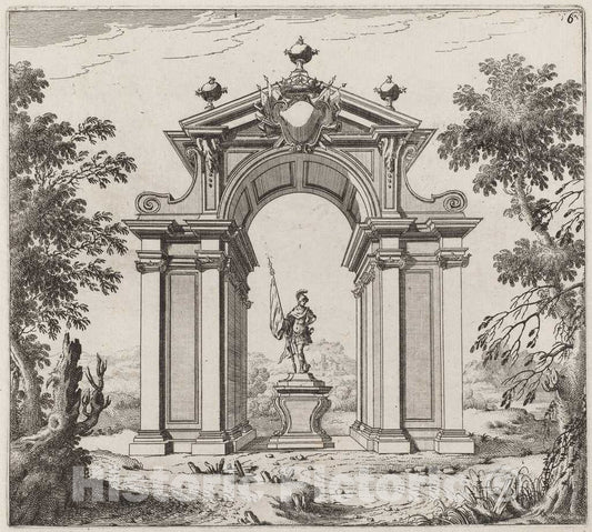 Art Print : Landi, Triumphal Arch in a Landscape, Before 1753 - Vintage Wall Art