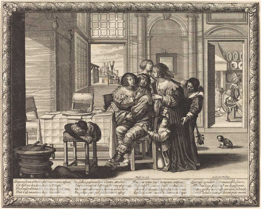 Art Print : Abraham Bosse, The Prodigal Son in a House of Ill-Repute - Vintage Wall Art