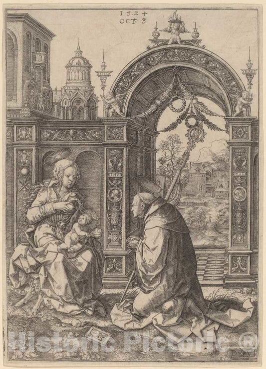 Art Print : Dirk Jacobsz Vellert, The Vision of Saint Bernard, 1524 - Vintage Wall Art