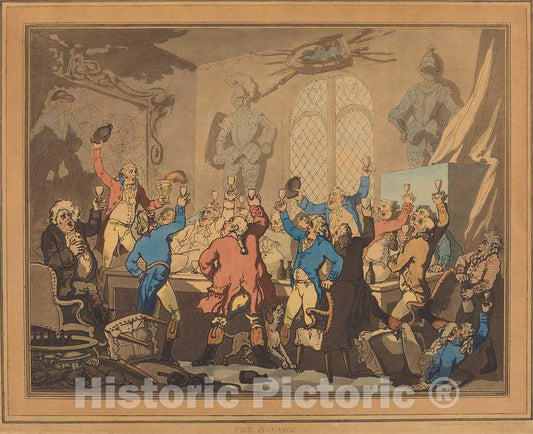 Art Print : Rowlandson, The Dinner, 1787 - Vintage Wall Art