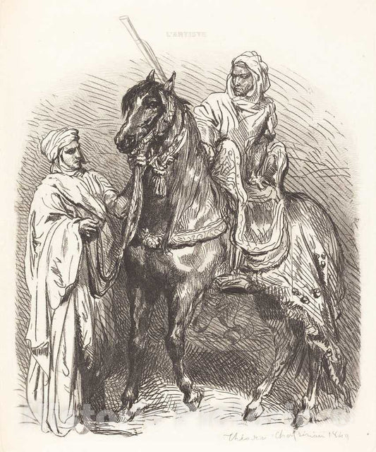 Art Print : ThÃ©odore ChassÃ©riau, Arab Mounting, 1849 - Vintage Wall Art