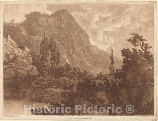 Art Print : Pether After Cozens, Mountain Landscape, c.1785 - Vintage Wall Art