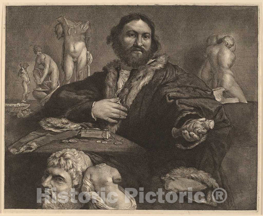 Art Print : Visscher After Lorenzo Lotto, Andrea Odoni, c. 1660 - Vintage Wall Art