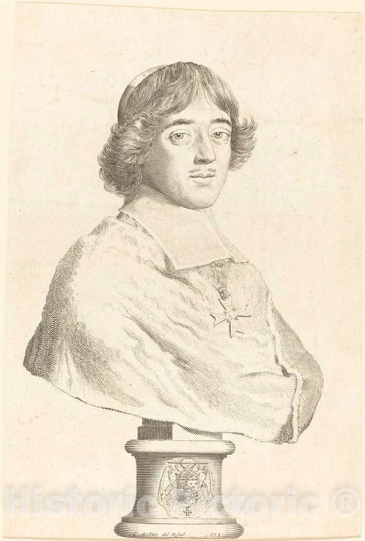 Art Print : Claude Mellan, Cardinal de Bouillon, 1673 - Vintage Wall Art