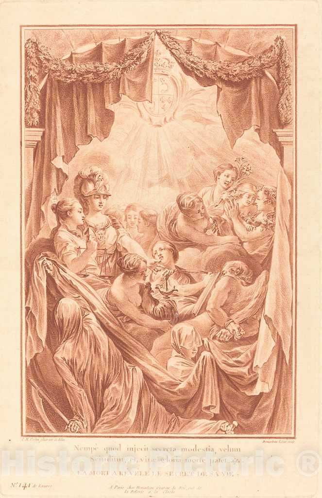 Art Print : Demarteau After Cochin II, Allegory on The Death of The Dauphin, 1767 - Vintage Wall Art