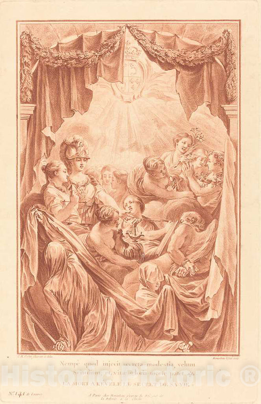 Art Print : Demarteau After Cochin II, Allegory on The Death of The Dauphin, 1767 - Vintage Wall Art