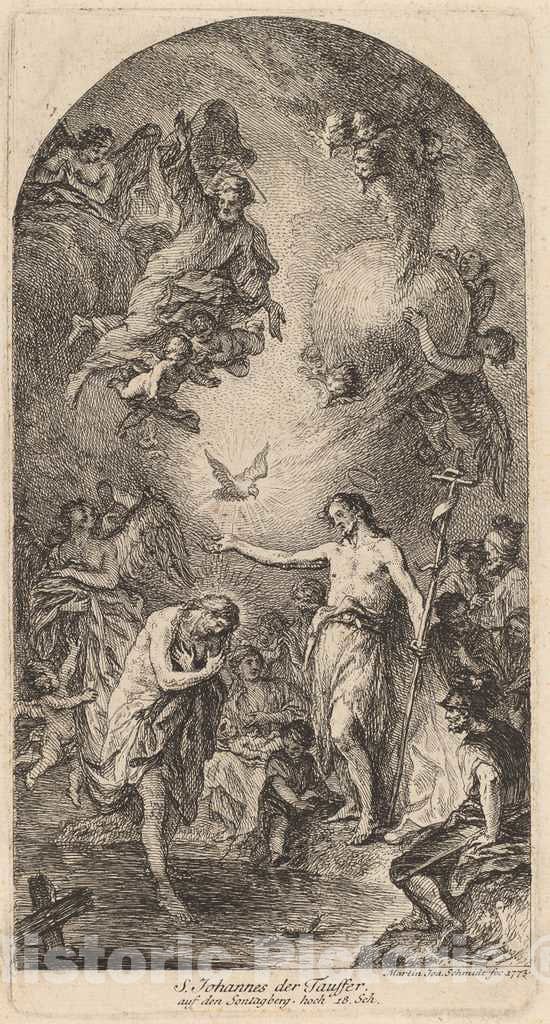 Art Print : Martin Johann Schmidt, The Baptism of Christ, 1773 - Vintage Wall Art