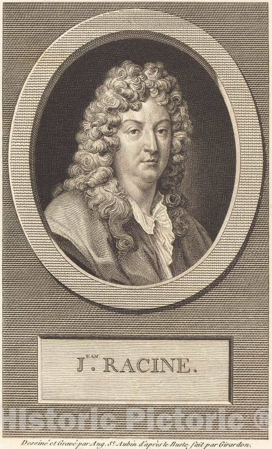 Art Print : Augustin de Saint-Aubin, Jean Racine, 1806 - Vintage Wall Art