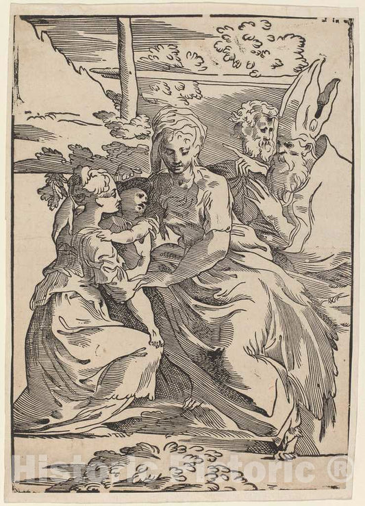 Art Print : Trento After Parmigianino, The Holy Family with Two Saints - Vintage Wall Art
