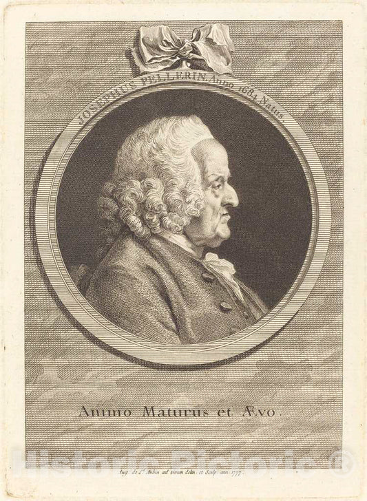 Art Print : Augustin de Saint-Aubin, Joseph Pellerin, 1777 - Vintage Wall Art