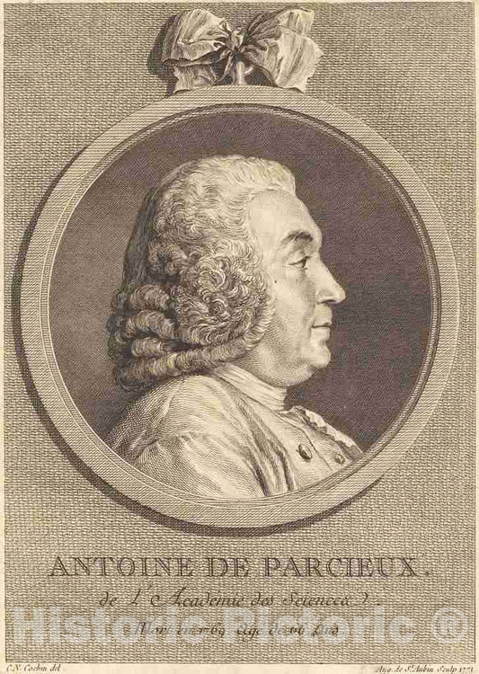 Art Print : Saint-Aubin After Cochin I, Antoine De Parcieux, 1771 - Vintage Wall Art
