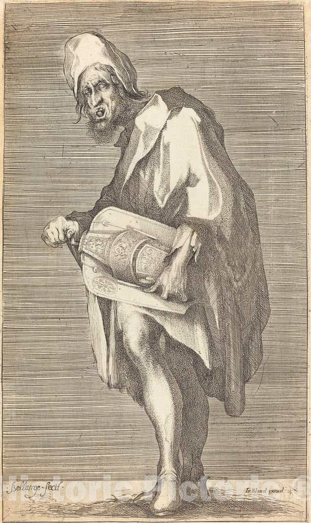 Art Print : Jacques Bellange, The Blind Hurdy Gurdy Player - Vintage Wall Art